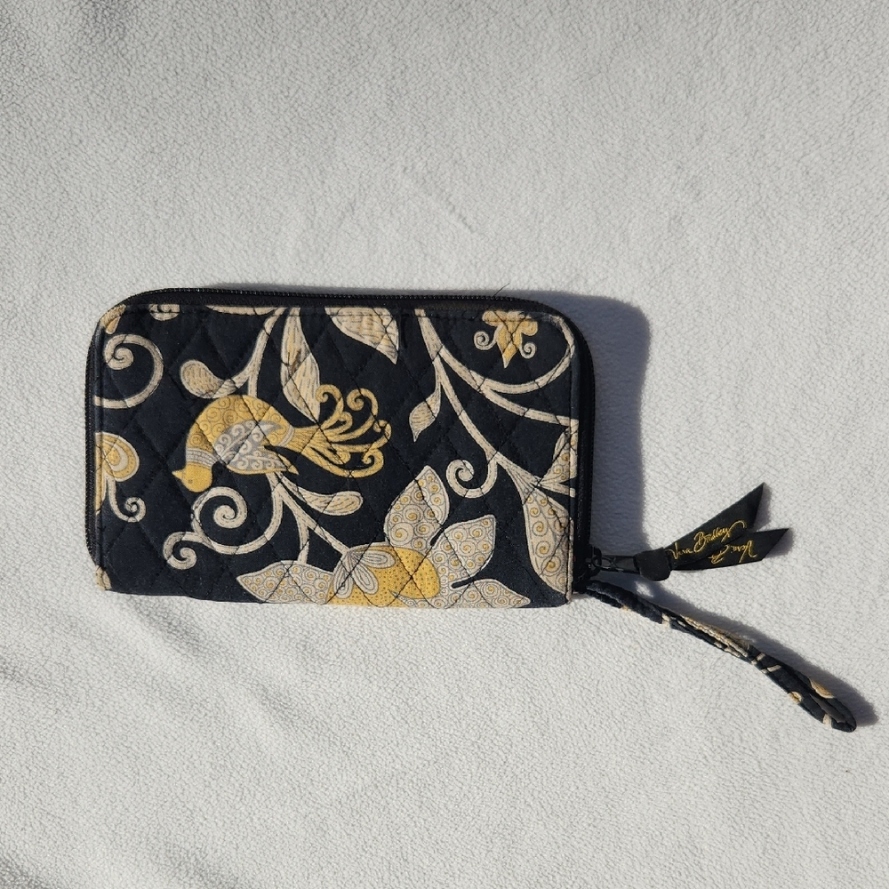 Vera Bradley Yellow Bird Zip Around Wristlet Wallet